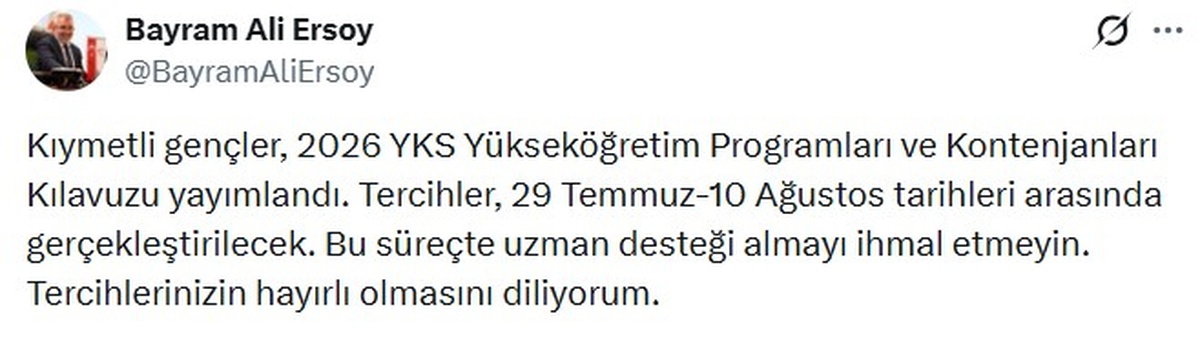 2026 YKS Tercih Tarihleri Açıklandı