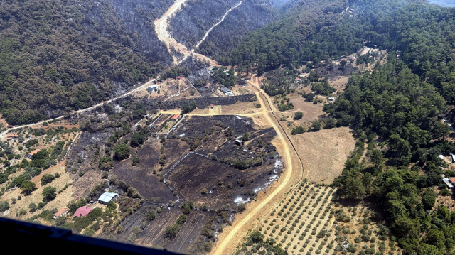 Fethiye’deki yangının tahribatı havadan görüntülendi