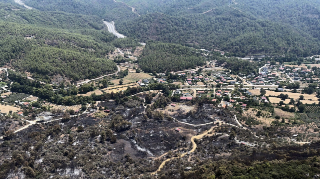 Fethiye’deki yangının tahribatı havadan görüntülendi