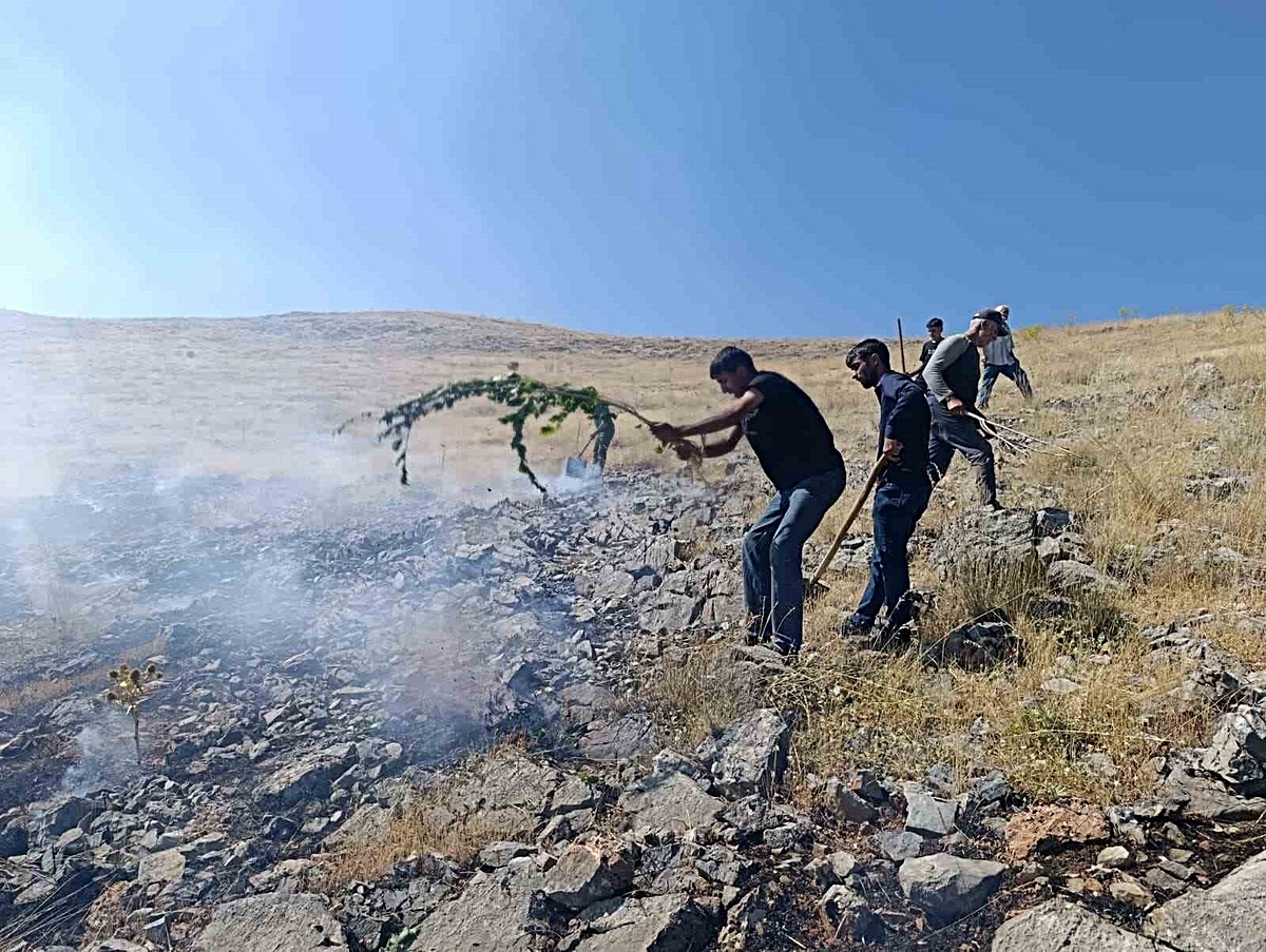Doğanşehir\'de Anız Yangını Kontrol Altına Alınmaya Çalışılıyor
