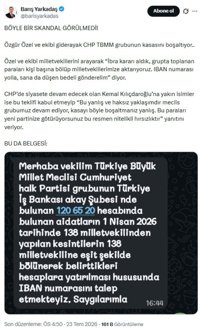 Özgür Özel ve ekibine şok suçlama: TBMM'deki parti kasasını boşaltıyorlar