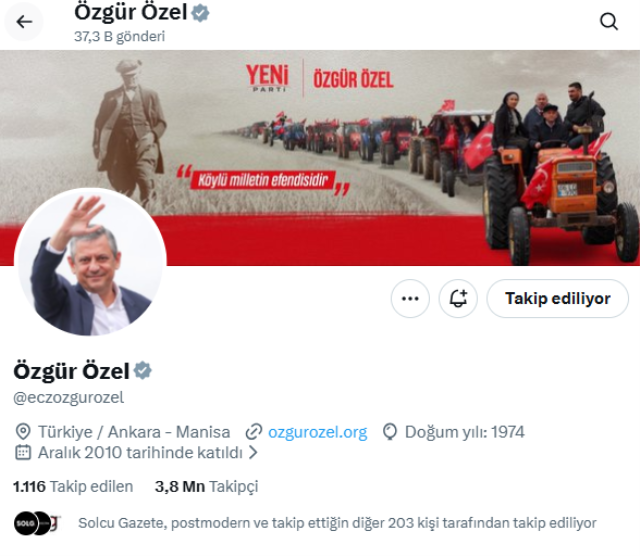 Özel'in sosyal medya hesabında değişiklik! Yeni Parti'nin logosu ilk kez görücüye çıktı