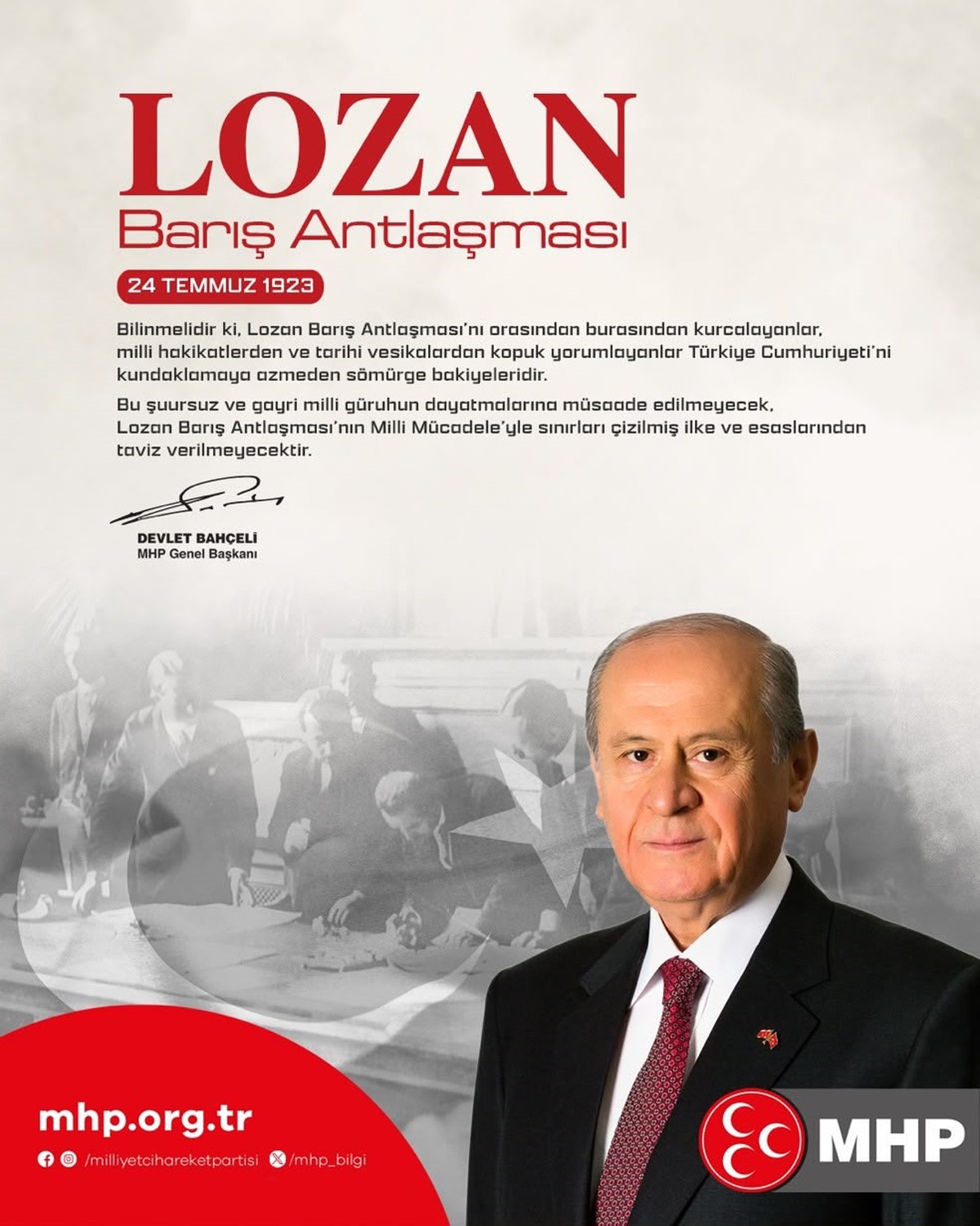 Bahçeli\'den Lozan Mesajı