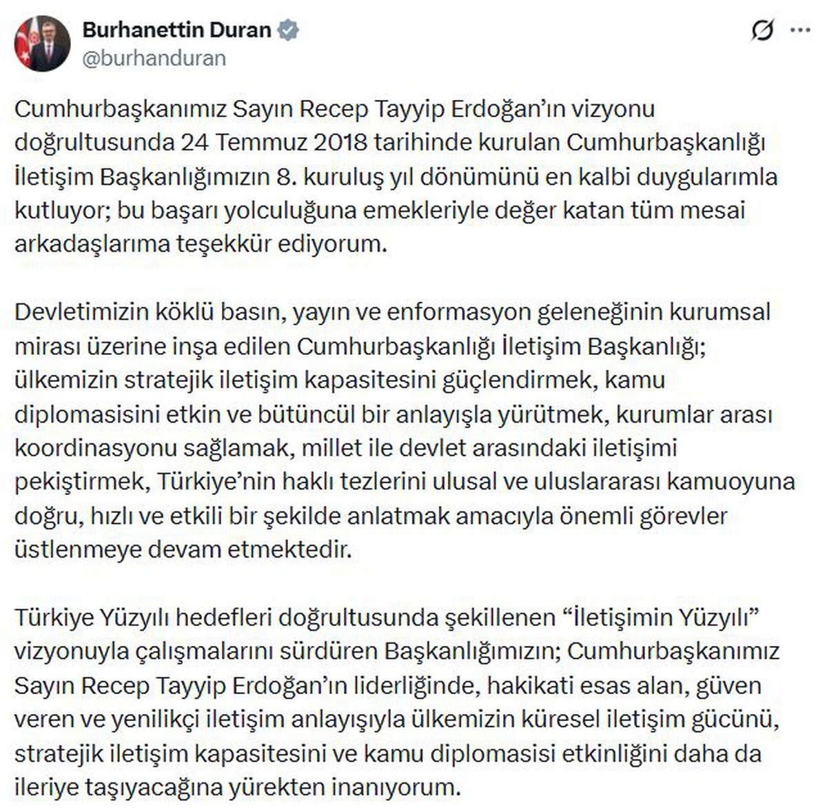 İletişim Başkanlığı\'nın 8. yıl dönümü