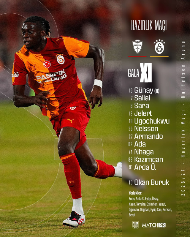 Osimhen neden yok, Galatasaray Monza maçında Uğurcan Çakır, Torreira, Davinson Sanchez, Lemina, Abdülkerim, Sane, Barış, Yunus neden yok?
