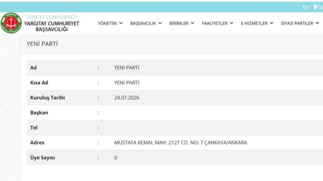 Özgür Özel başkanlığındaki Yeni Parti, Yargıtay resmi sitesine işlendi