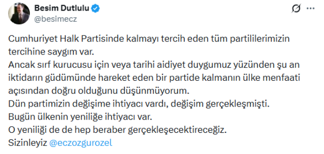 Yeni Parti'nin ilk büyükşehir belediyesi Manisa oldu: Besim Dutlulu CHP'den istifa etti