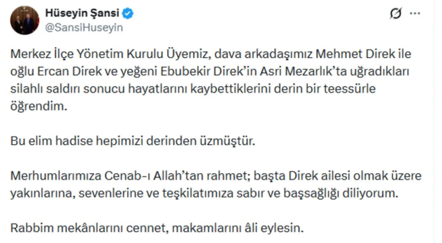 Batman'da mezarlıkta silahlı saldırı: AK Partili yönetici ile oğlu ve yeğeni hayatını kaybetti