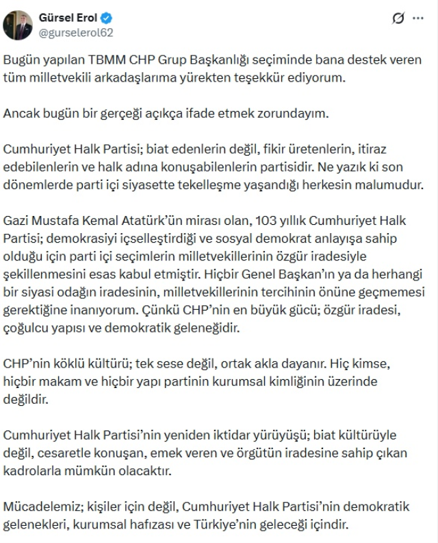 CHP'de başkanvekili seçiminde gerilim: Gürsel Erol adaylıktan çekildi, bazı vekiller salonu terk etti