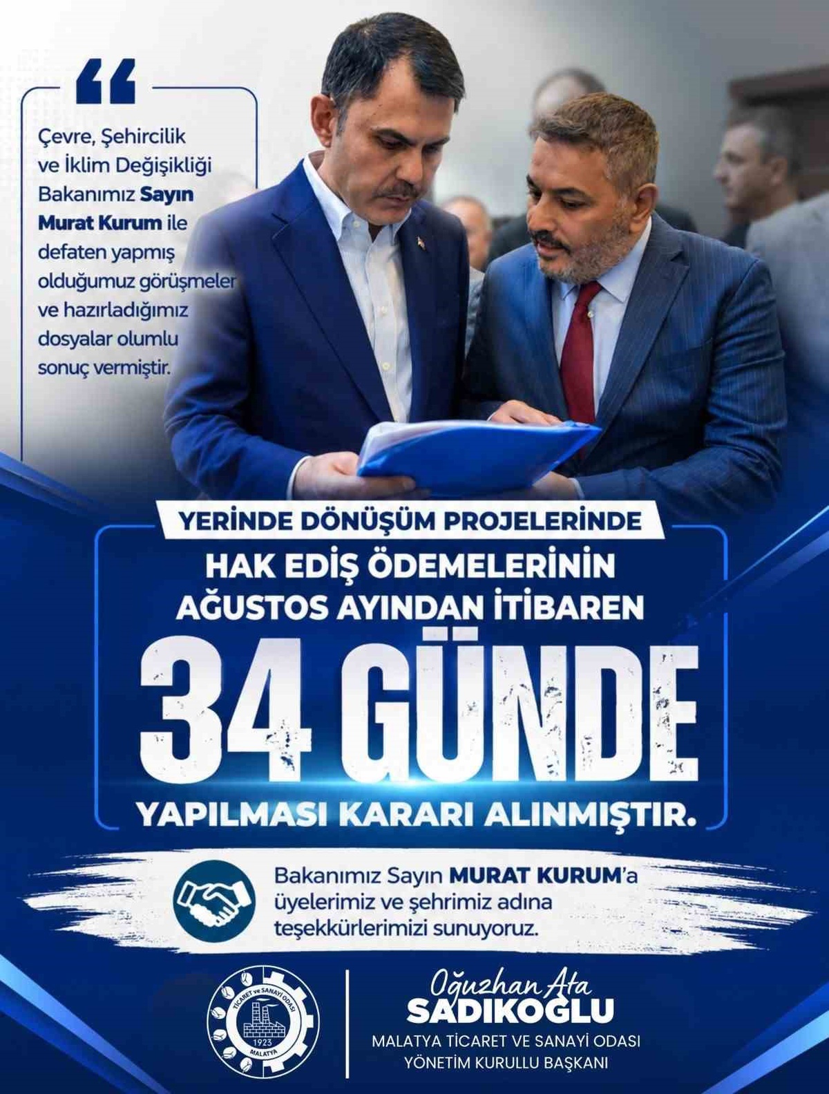 Malatya\'da Hak Ediş Ödemeleri Hızlanıyor