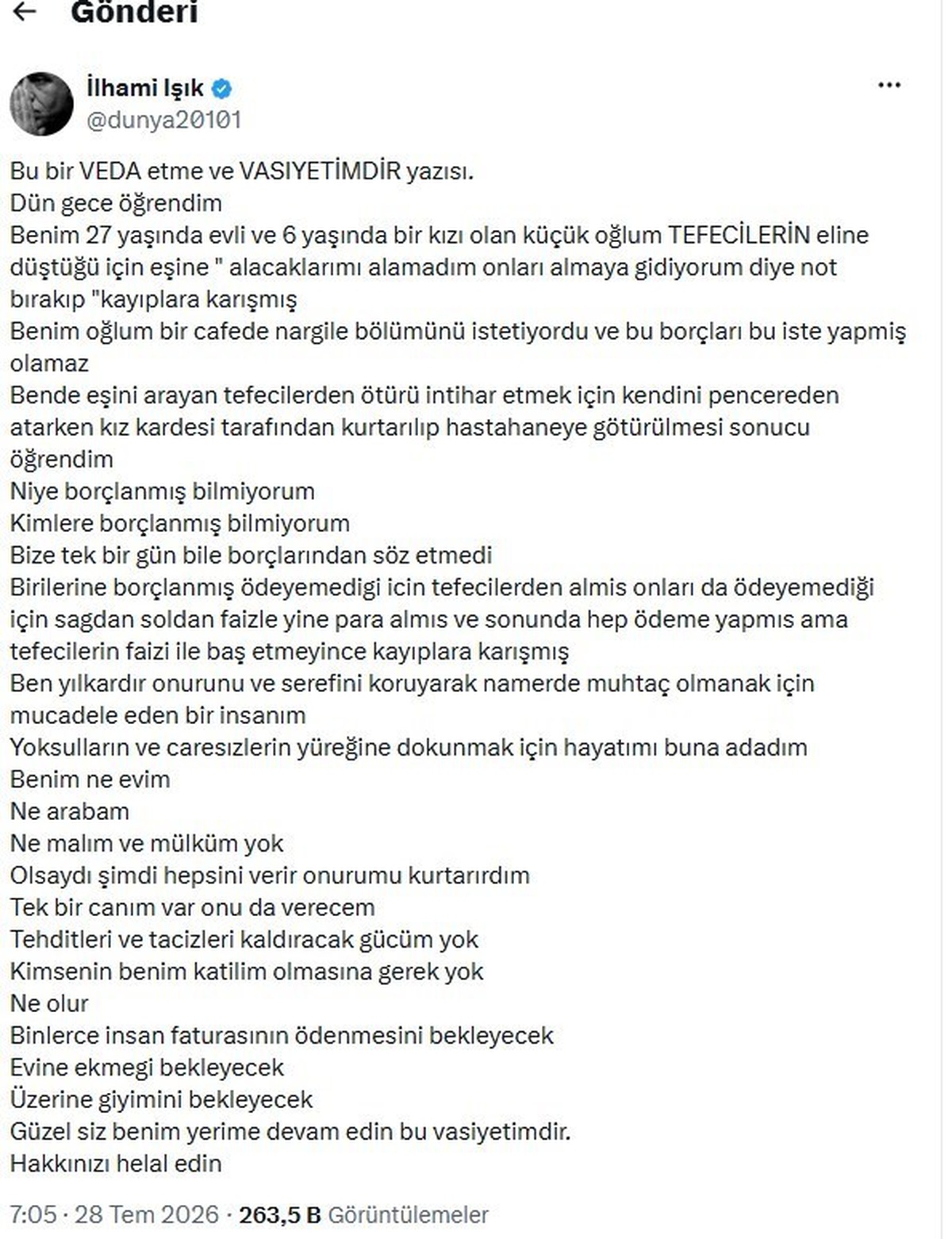 İlhami Işık\'tan Veda Mesajı