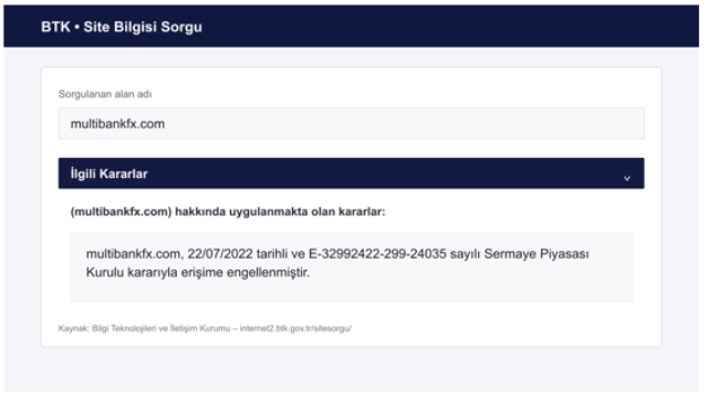SPK’nın erişime engellediği MultiBank, farklı adresle Türkiye’de reklam veriyor