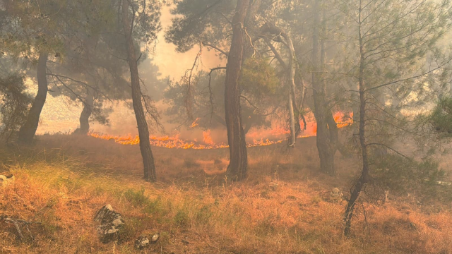 Balıkesir’deki yangın Bergama sınırına ulaştı, gazeteciler alevler arasından zor kurtuldu