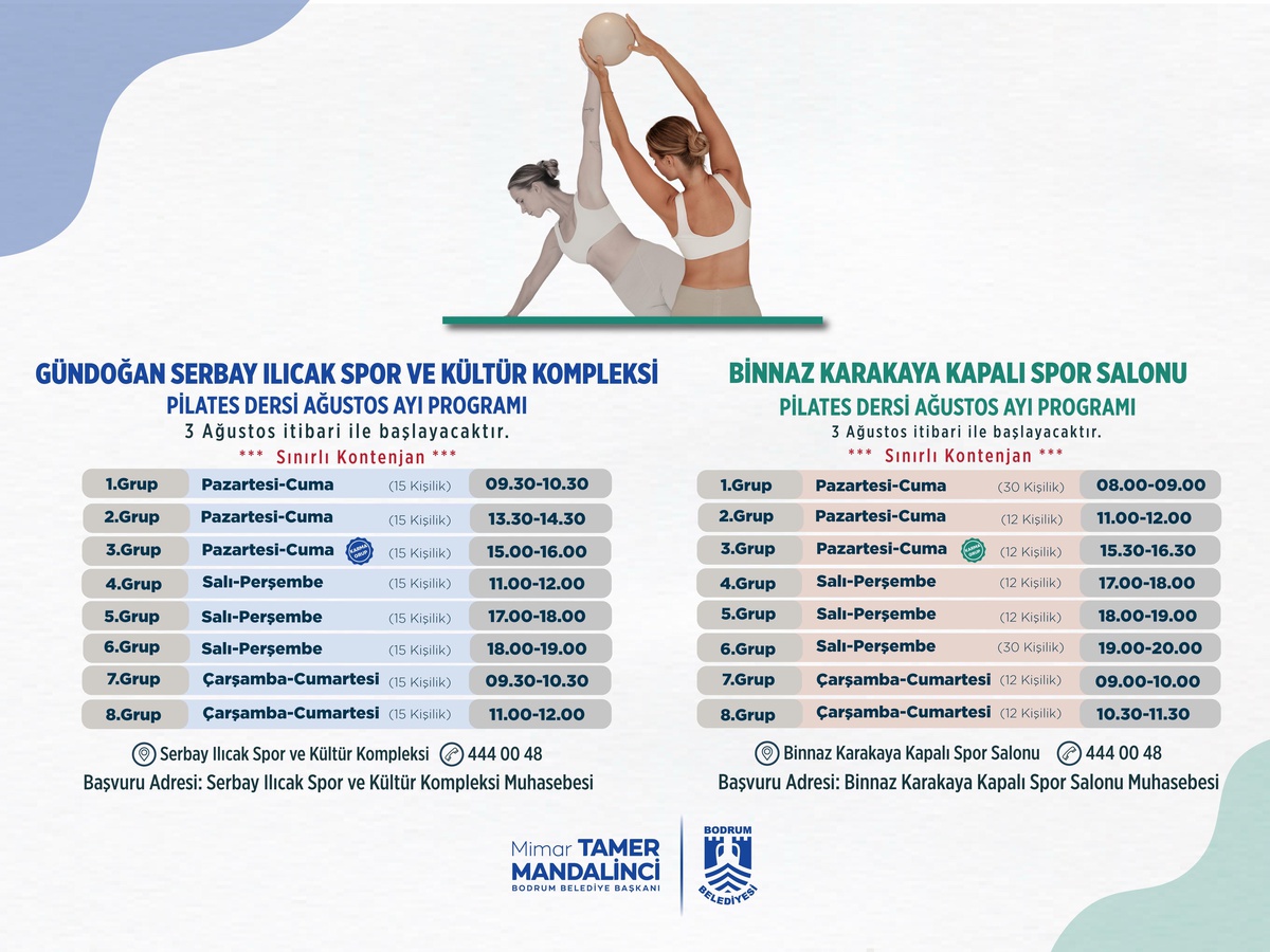 Bodrum\'da ağustos ayı pilates dersleri başlıyor