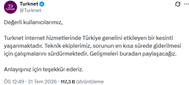 Türkiye genelinde internet krizi! Dev şirketten açıklama var