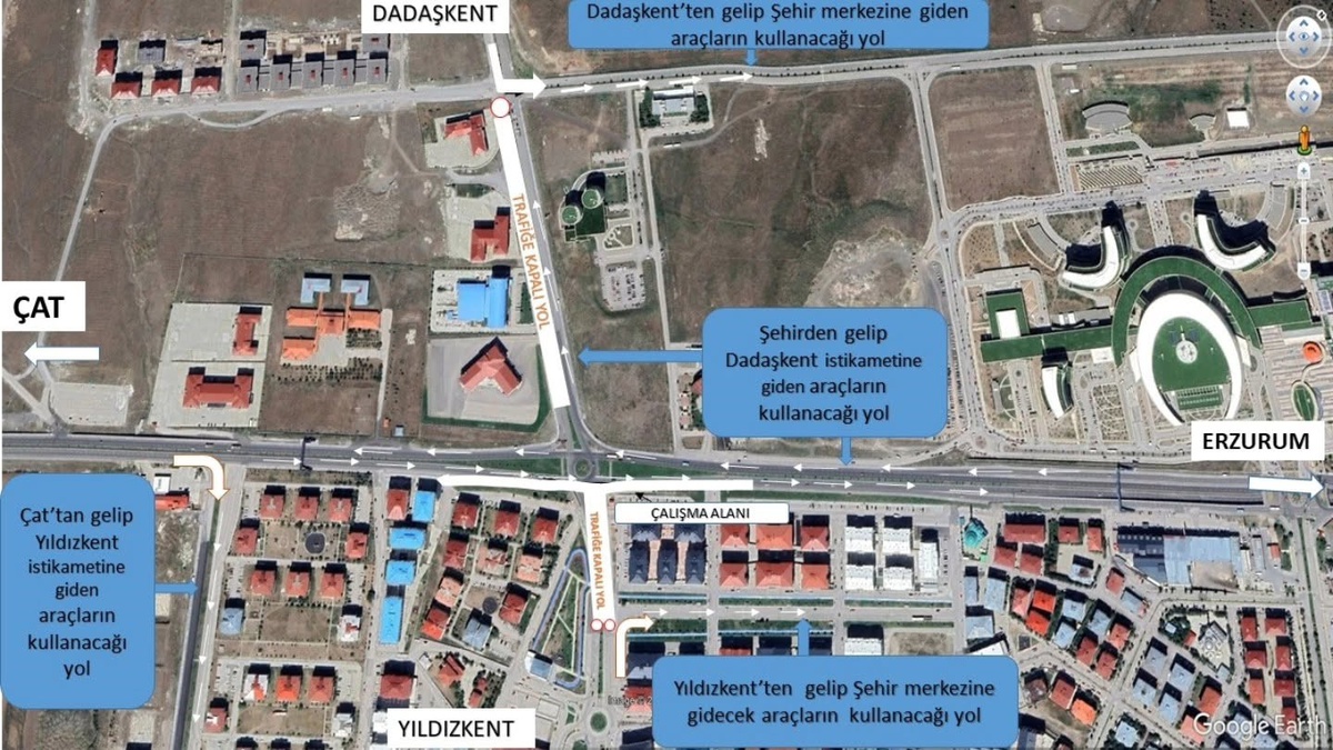 Erzurum\'da Geçici Trafik Düzenlemesi