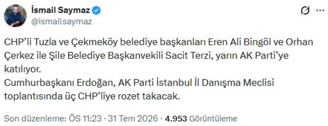 Kulisleri sallayan iddia! İstanbul'da 3 belediye başkanı daha AK Parti'ye geçiyor