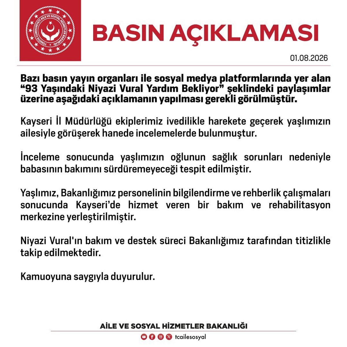 93 Yaşındaki Niyazi Vural\'a Destek