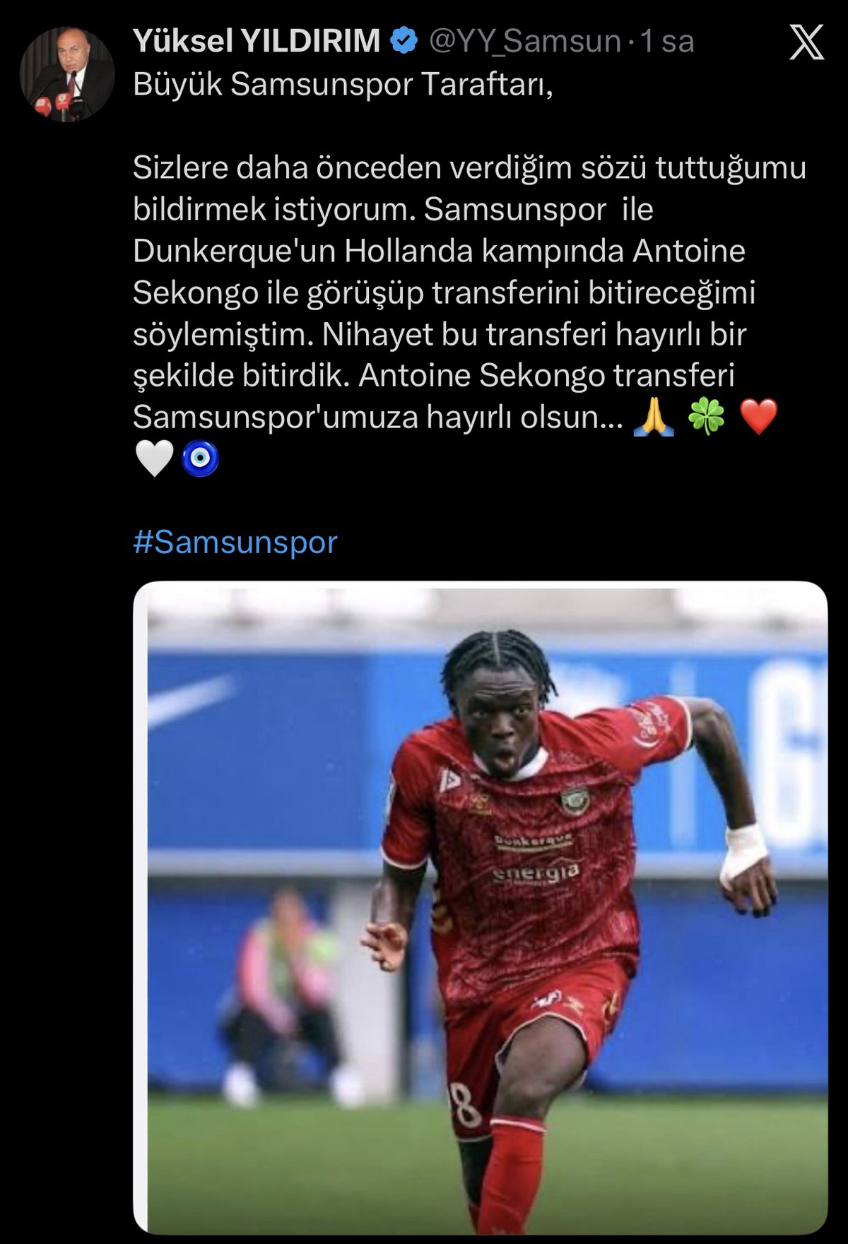 Samsunspor Antoine Sekongo\'yu Transfer Etti