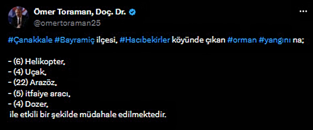 Çanakkale\'de Yangınla Mücadele
