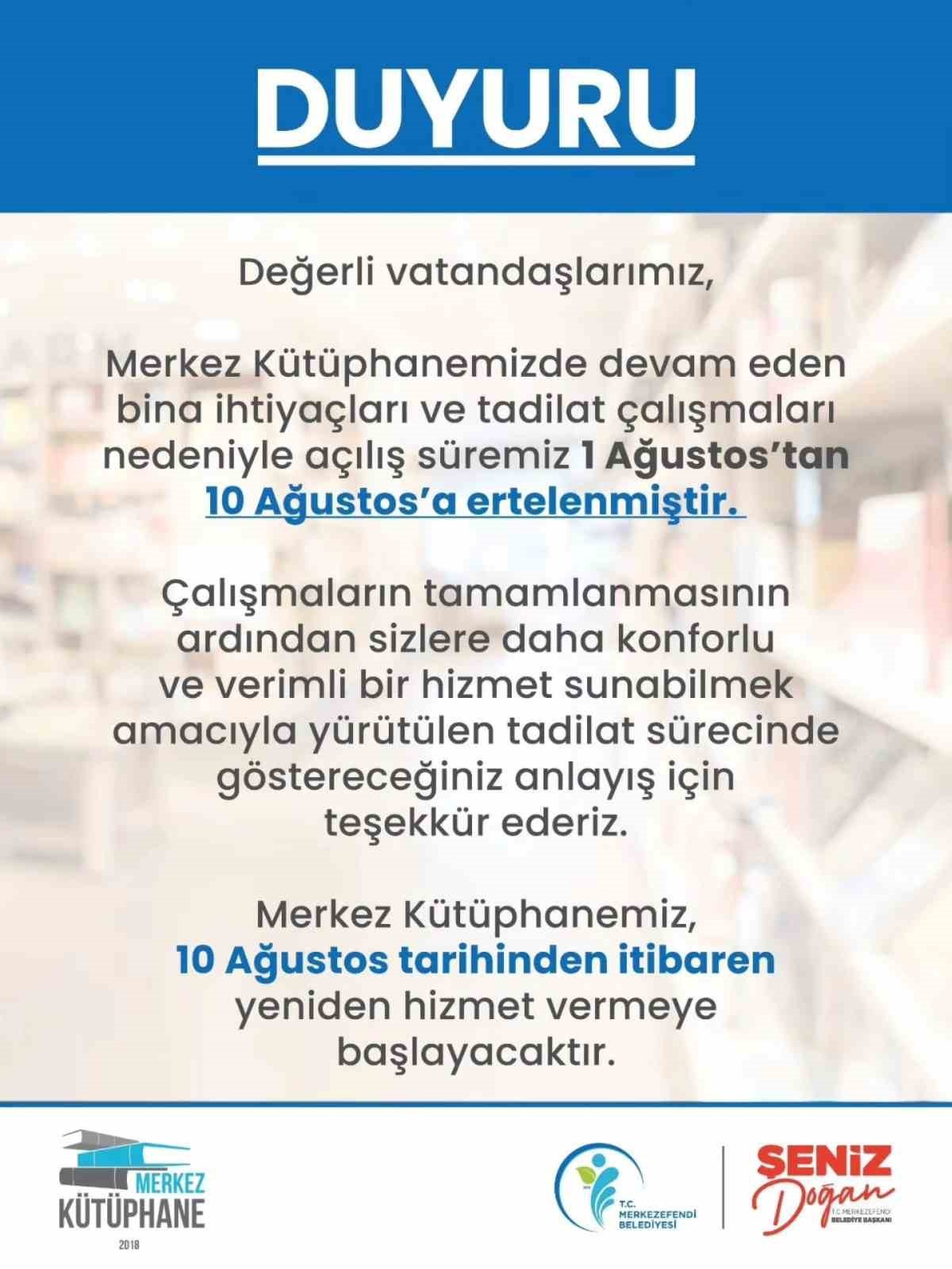Merkez Kütüphane 10 Ağustos’ta kaplarını açacak
