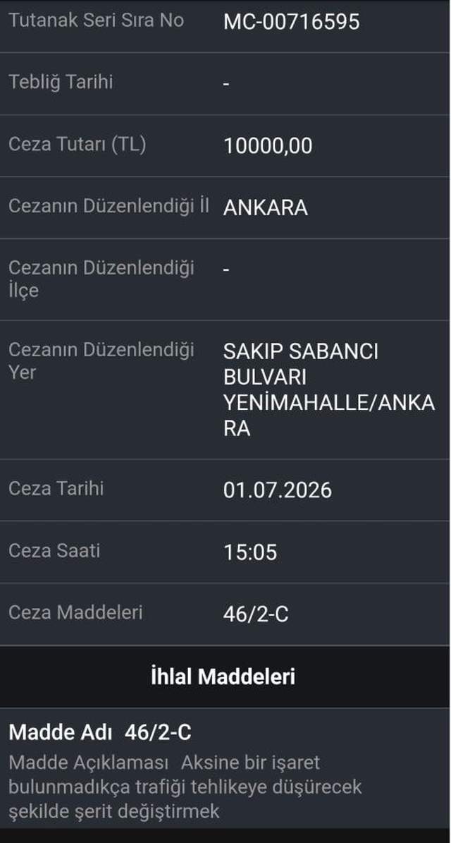Aracı olan herkesi ilgilendiriyor! O detayı fark etti, 10 bin TL'lik cezadan kurtuldu