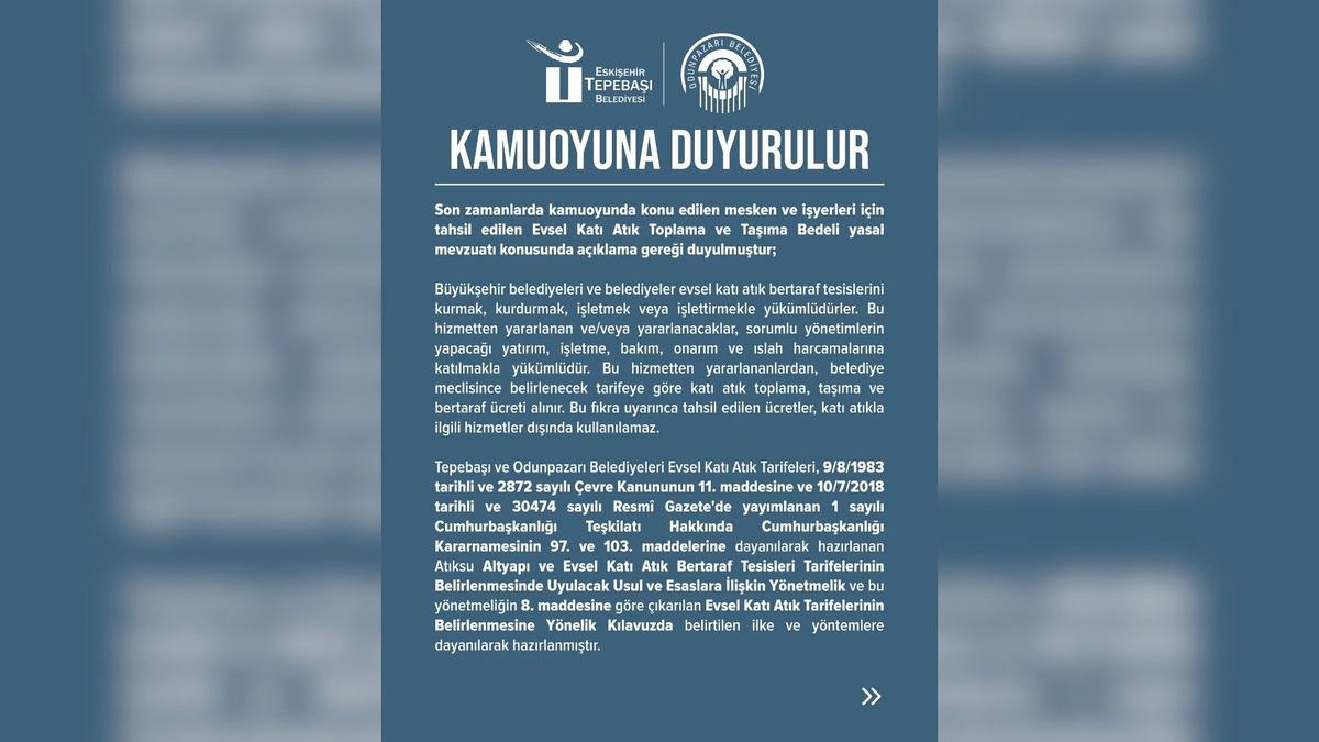 Tepebaşı Belediyesi’nden katı atık bedeli açıklaması: Tarifeler "kirleten öder" ilkesine göre belirleniyor