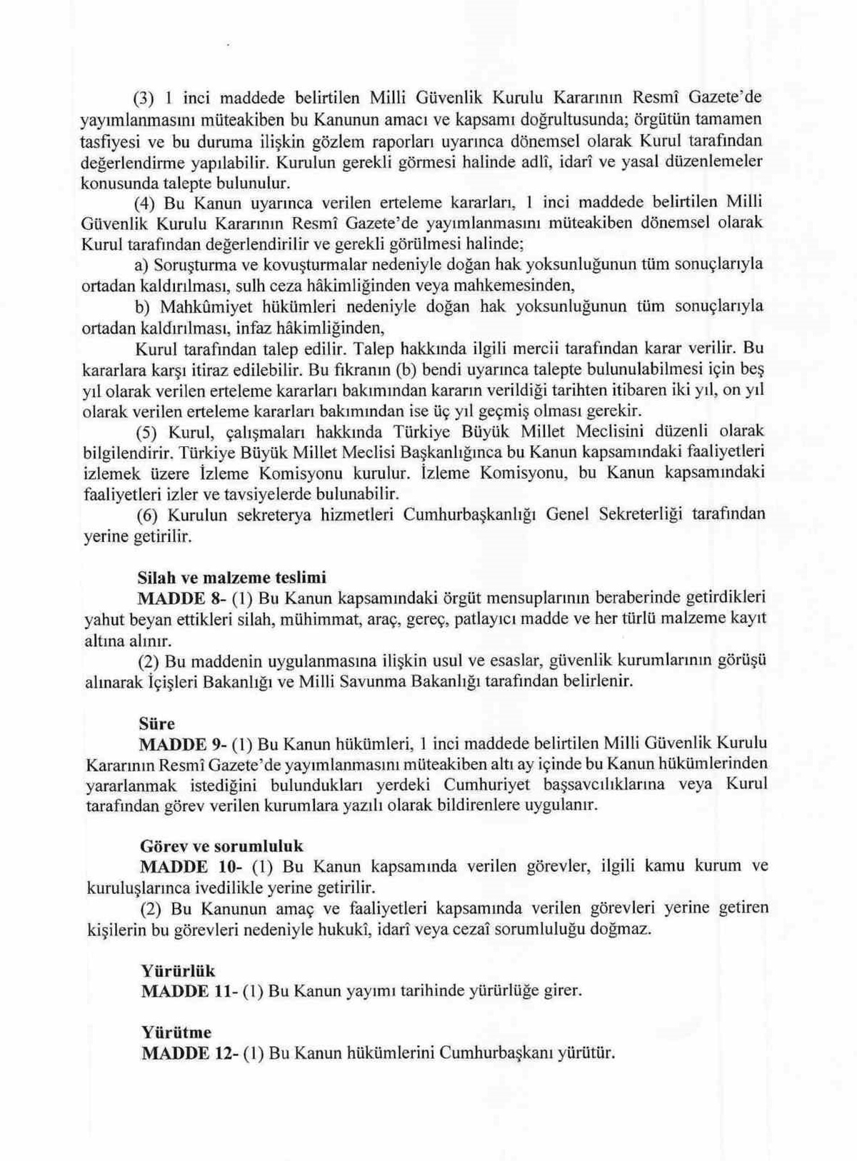 AK Parti\'den Terörsüz Türkiye Kanun Teklifi