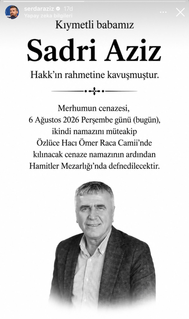 Serdar Aziz’in babası hayatını kaybetti