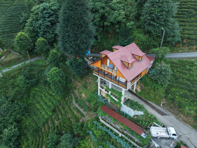 Karadeniz'in pratik zekası yine şaşırttı: Yolun 7.5 metre üstüne dev villa yaptı