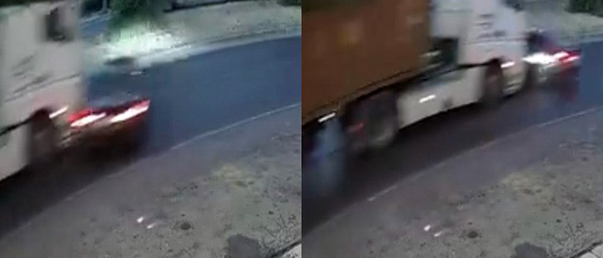 Mersin\'de Tırın Sürüklediği Araç Güvenlik Kamerasında