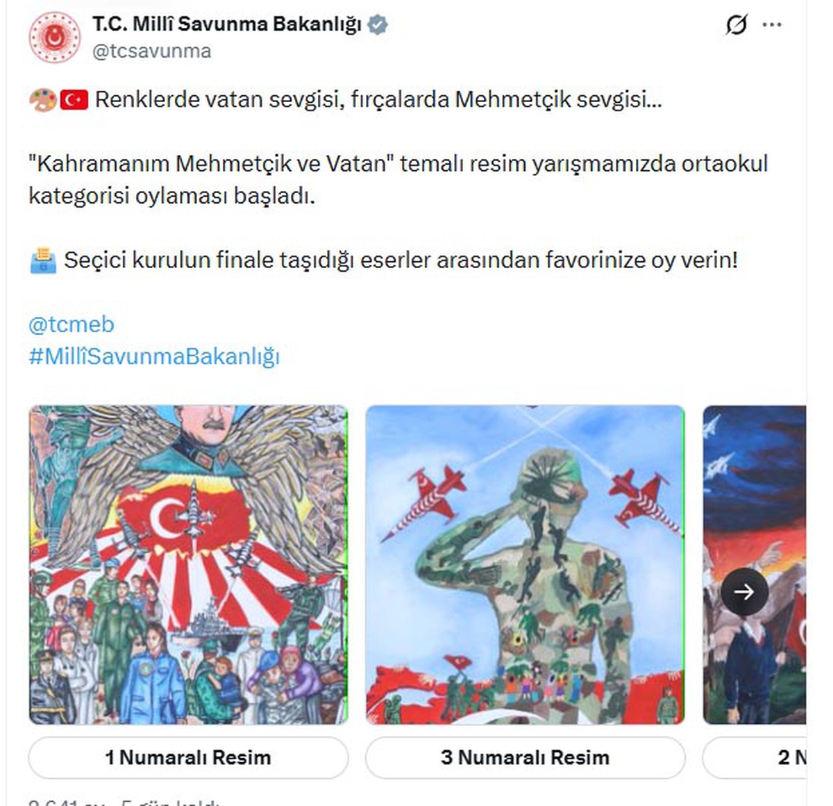 Kahramanım Mehmetçik Resim Yarışması Başladı
