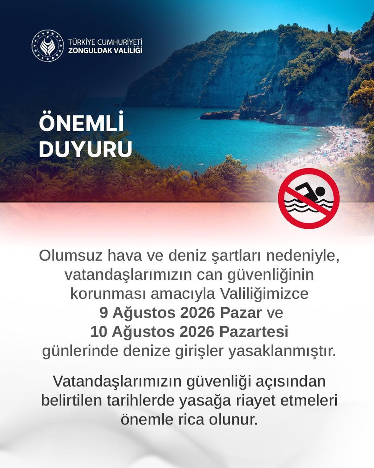 Zonguldak\'ta denize giriş yasağı