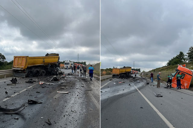 Şile yolu’nda feci kaza: İki tır hurdaya döndü, yol trafiğe kapatıldı