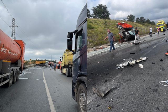 Şile yolu’nda feci kaza: İki tır hurdaya döndü, yol trafiğe kapatıldı
