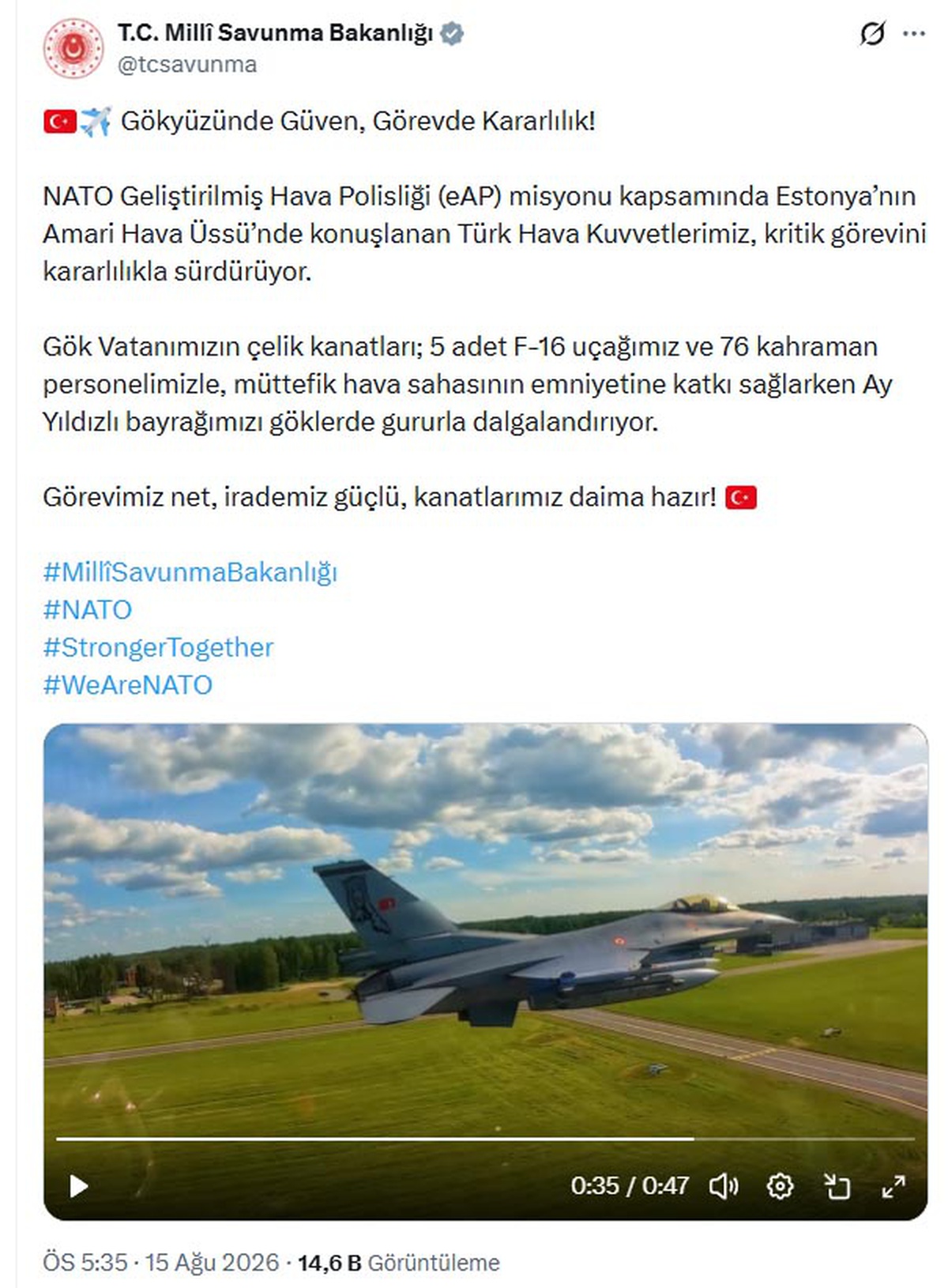 Türk Hava Kuvvetleri Estonya\'da Görevde