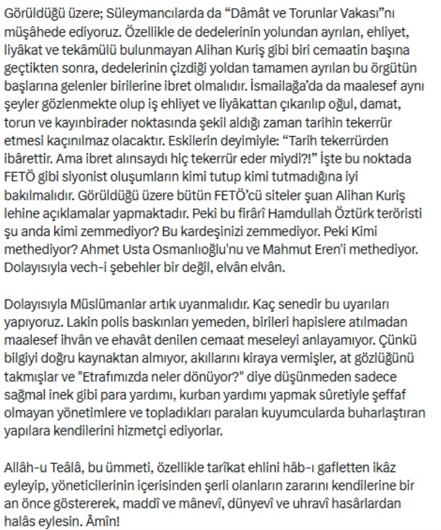 Cübbeli Ahmet, Süleymancıları bombaladı