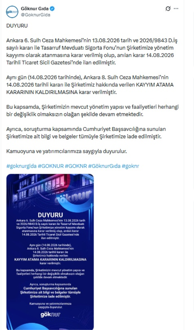 Süleymancılar soruşturmasında kayyum atanan gıda devi için yeni karar
