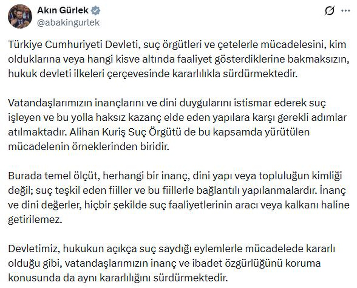 Bakan Gürlek\'ten Suç Örgütlerine Tepki