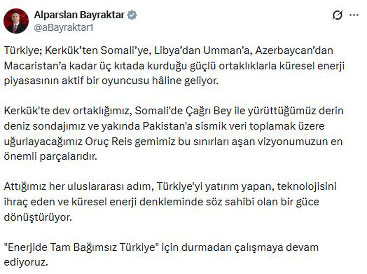 Enerjide Tam Bağımsız Türkiye Vurgusu