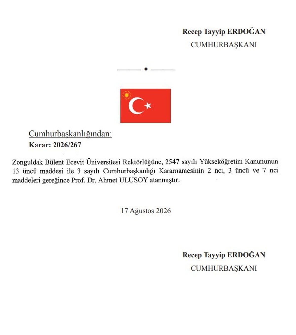 ZBEÜ\'ye yeni rektör: Prof. Dr. Ahmet Ulusoy
