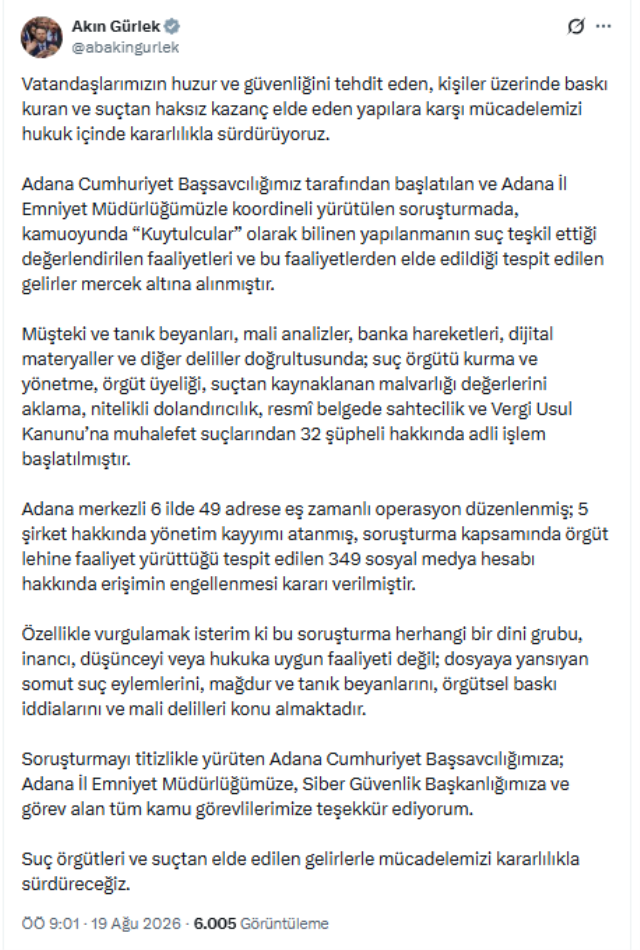 Bakan Gürlek'ten