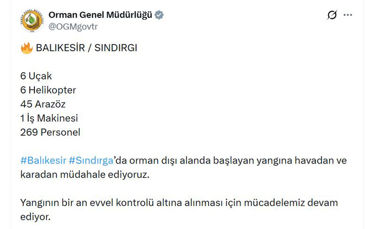 OGM, Sındırgı\'daki Yangına Müdahale Ediyor