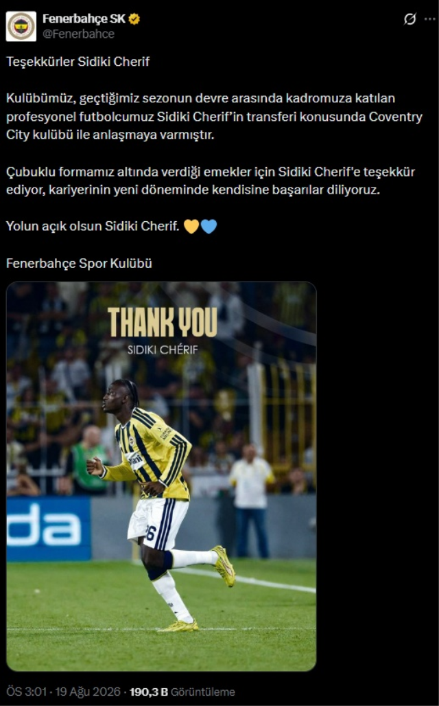 Fenerbahçe'de bir ayrılık daha! Takımın golcüsü Premier Lig'e gitti