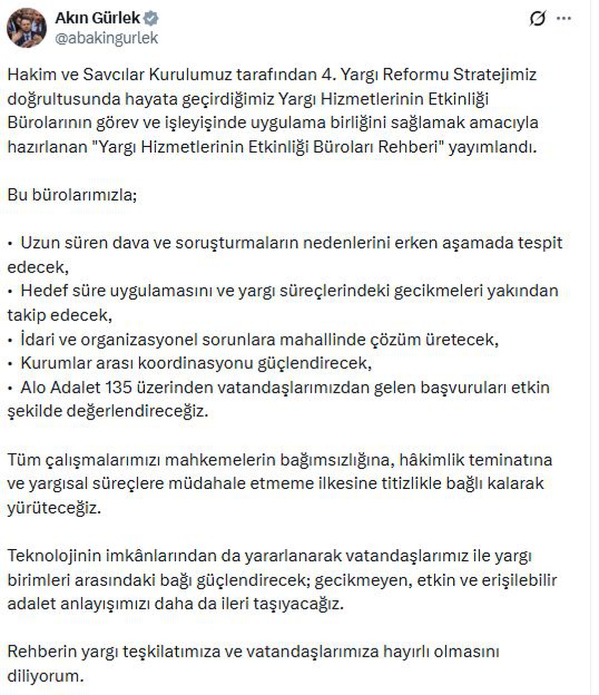 Yargı Hizmetleri Rehberi Yayınlandı