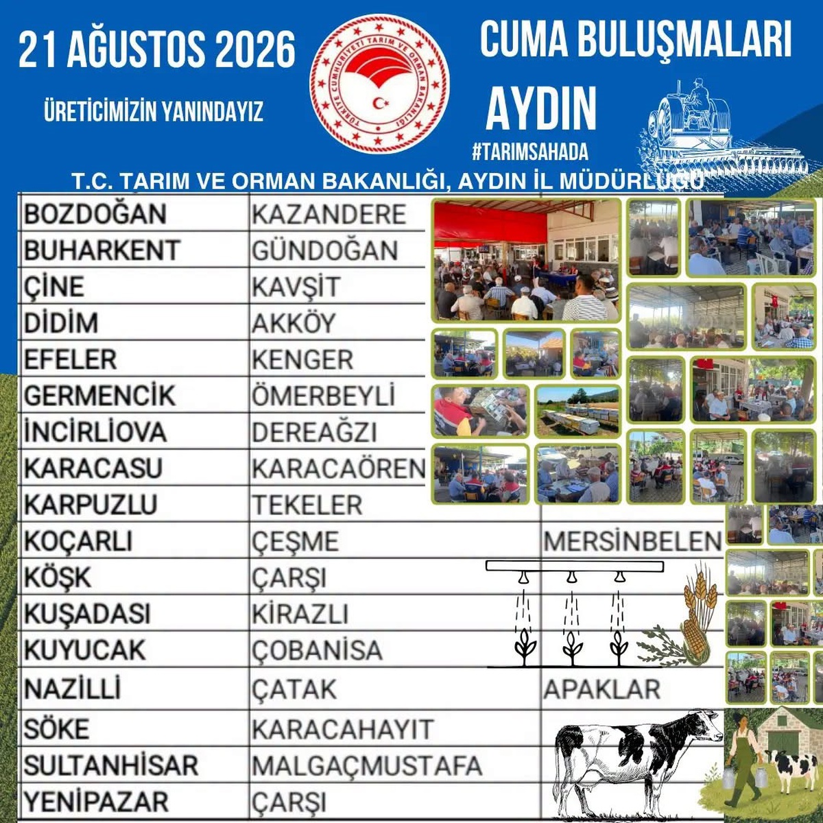 Aydın\'da Çiftçi Toplantıları Yapılacak