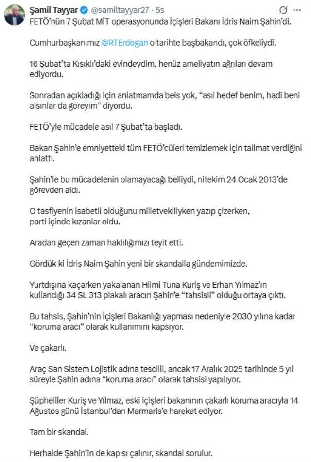 AK Parti cephesinden İdris Naim Şahin'e ilk salvo: Kapısı çalınır
