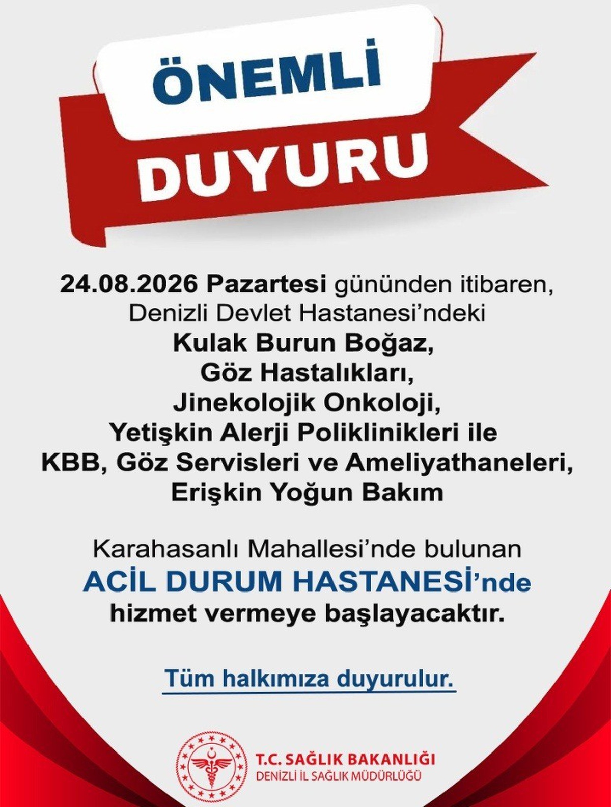 Denizli Devlet Hastanesi Poliklinikleri Taşınıyor