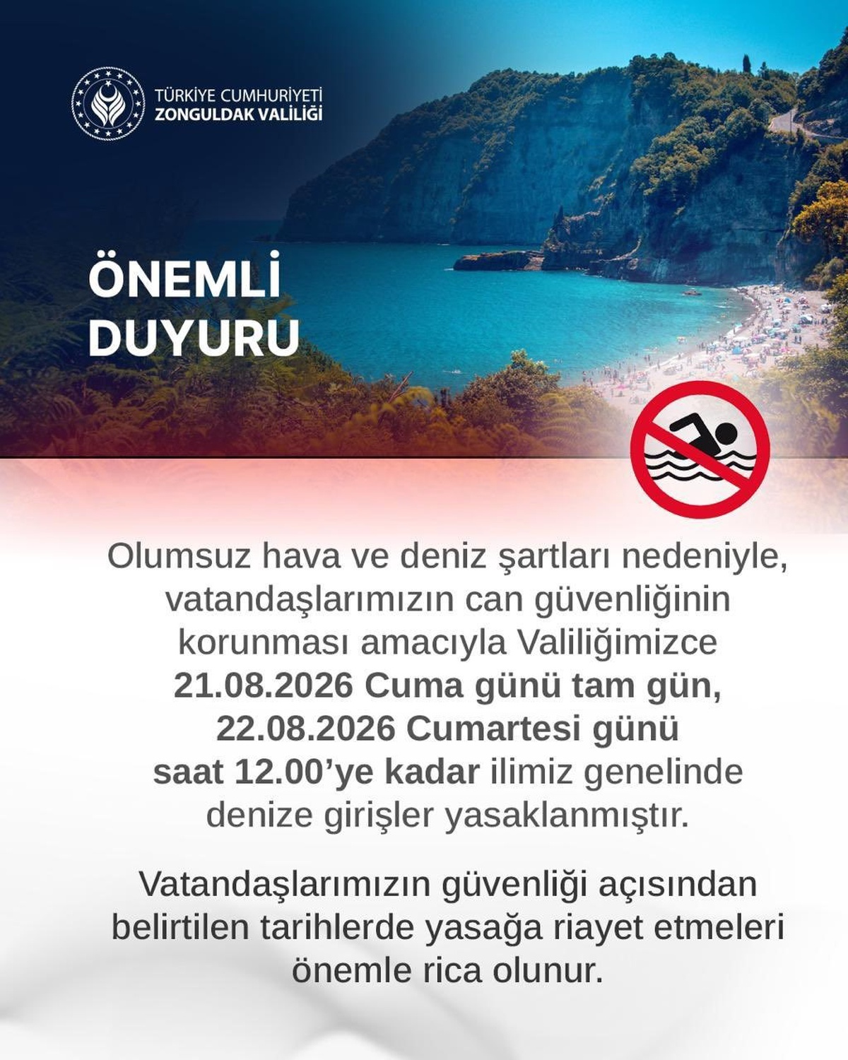 Zonguldak\'ta Denize Giriş Yasaklandı