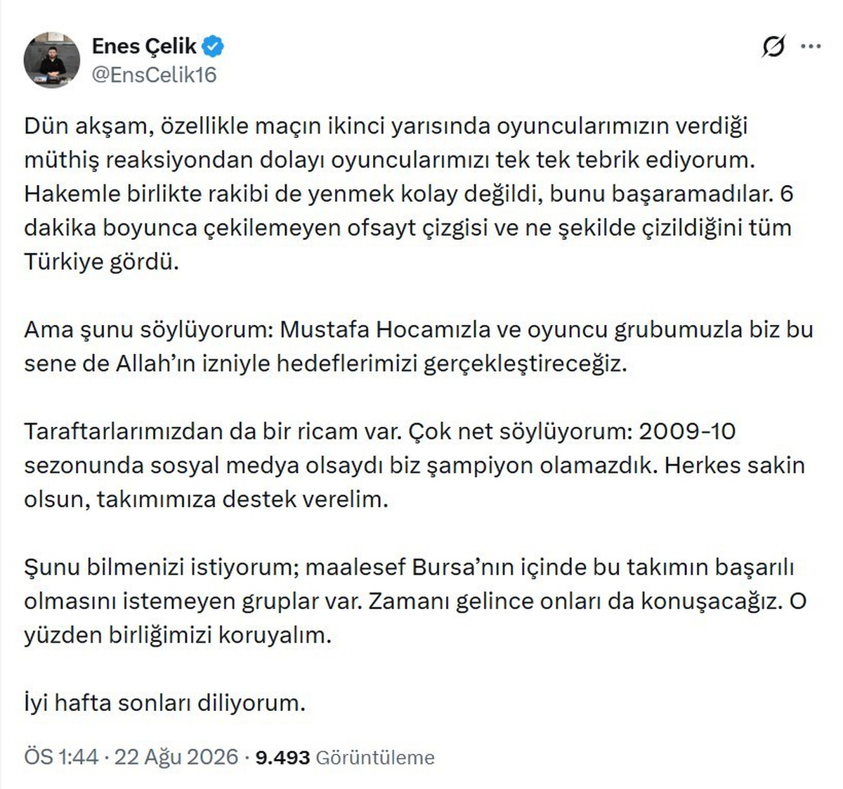 Bursaspor Başkanı\'ndan Hakemlere Tepki